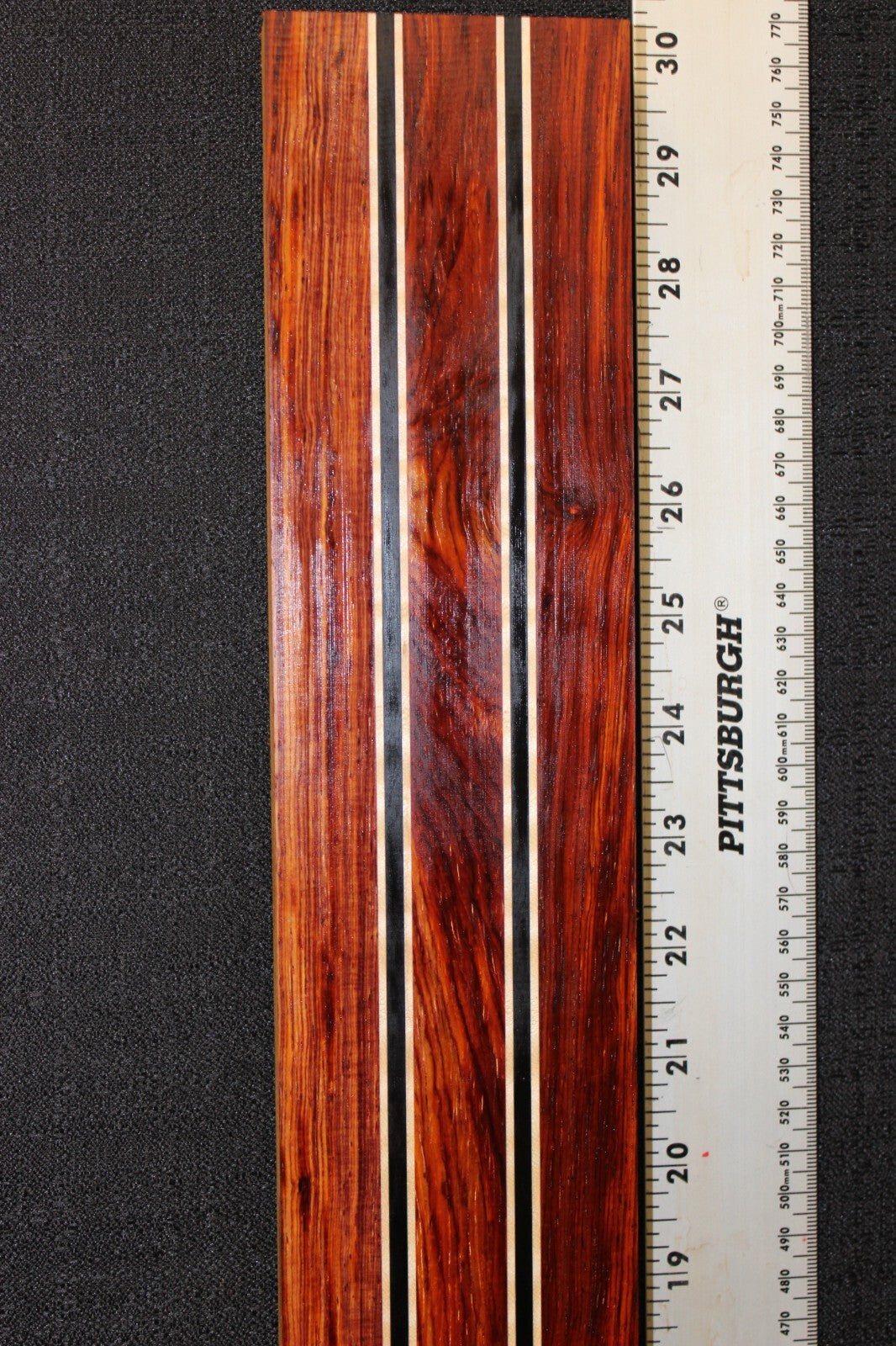 Cocobolo, flame maple and ebony laminated guitar neck blank. WOW!!!