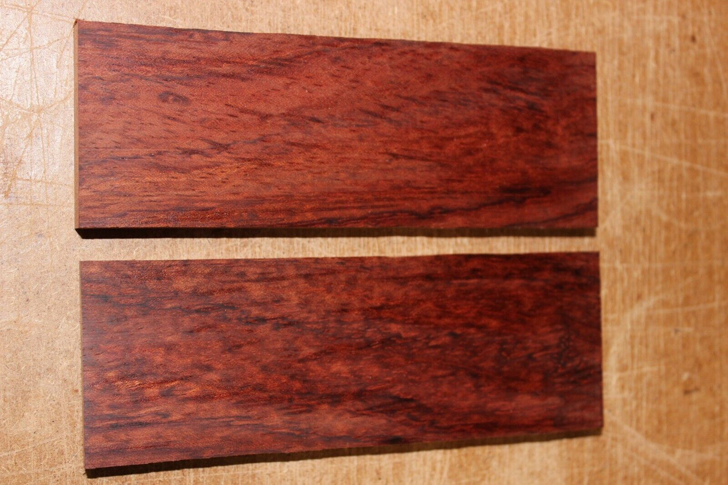 Figured Bubinga knife scale, gun grip. 5.5 X 2 X 3/8"