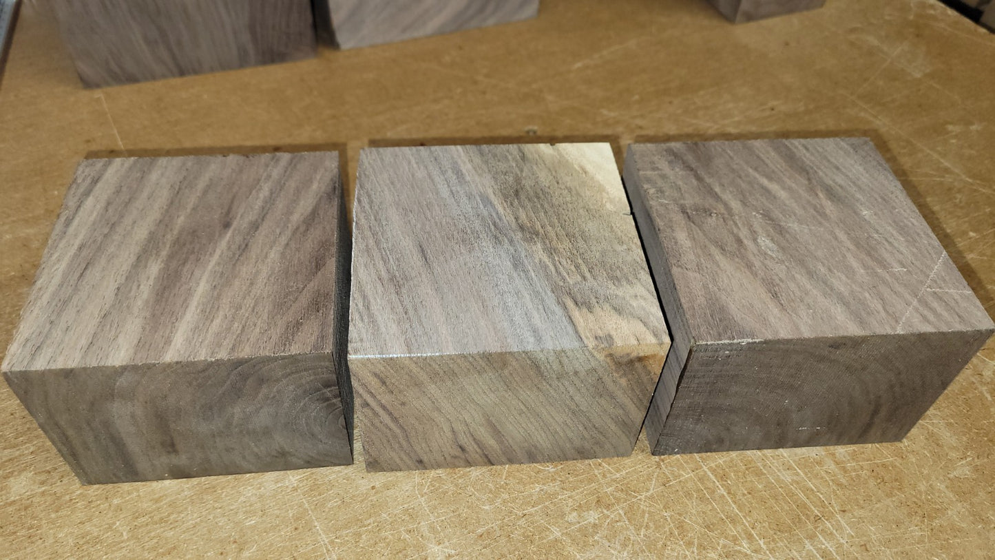 Black walnut bowl blanks, 3 piece set 4.25 X 4.25 X 3.35"