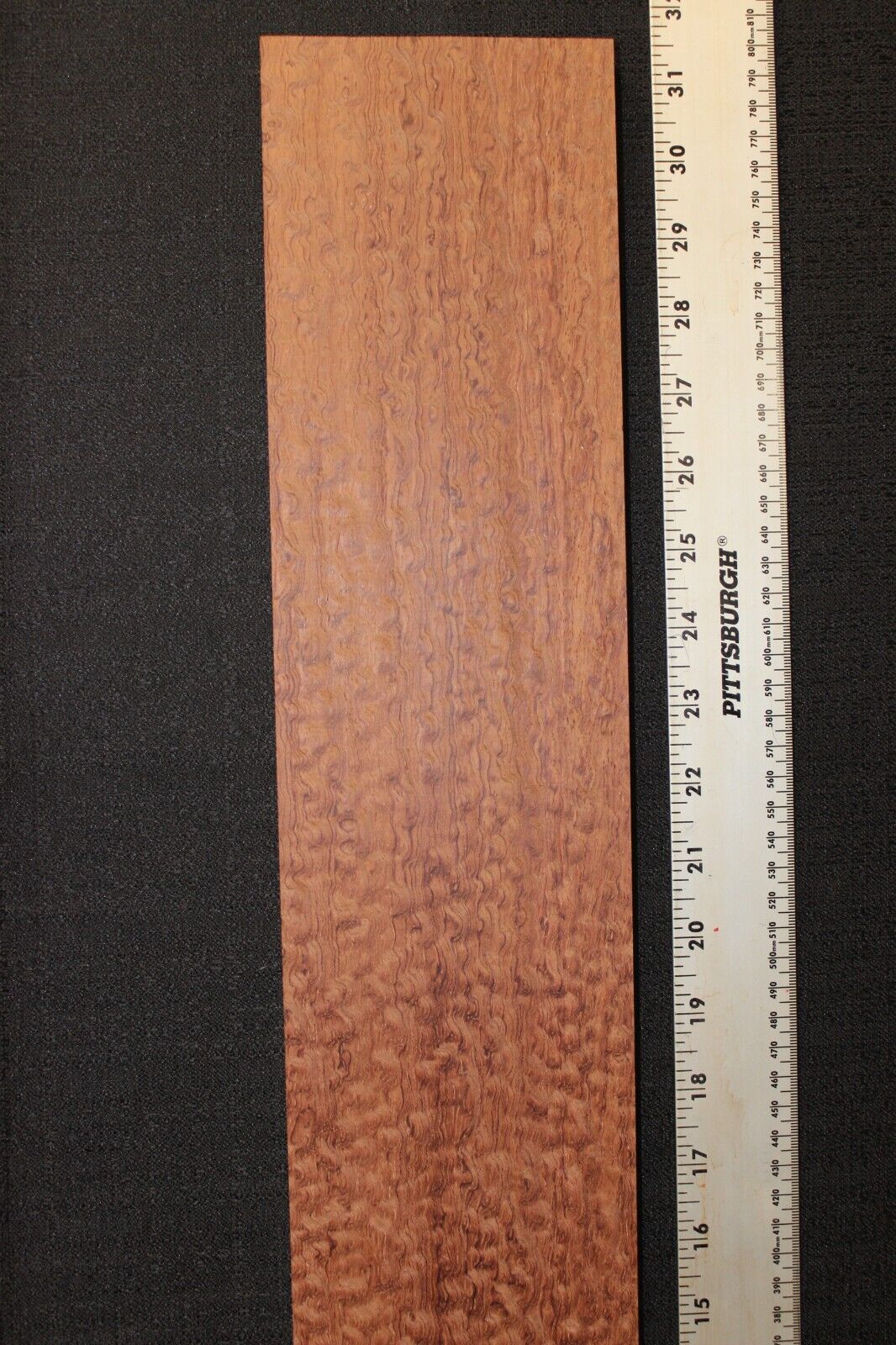 Pomelle figured bubinga bass guitar fingerboard blank. 31 X 4.4 X 0.46"
