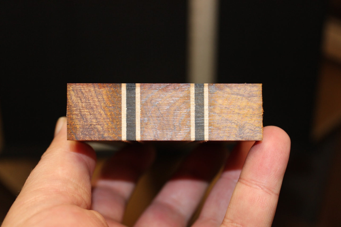 Cocobolo, flame maple and ebony laminated guitar neck blank. WOW!!!