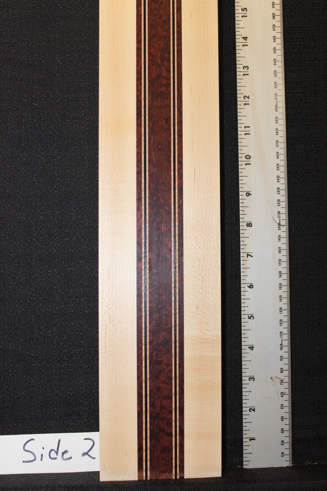 Pomelle bubinga, wenge, flame maple and hard maple guitar neck blank