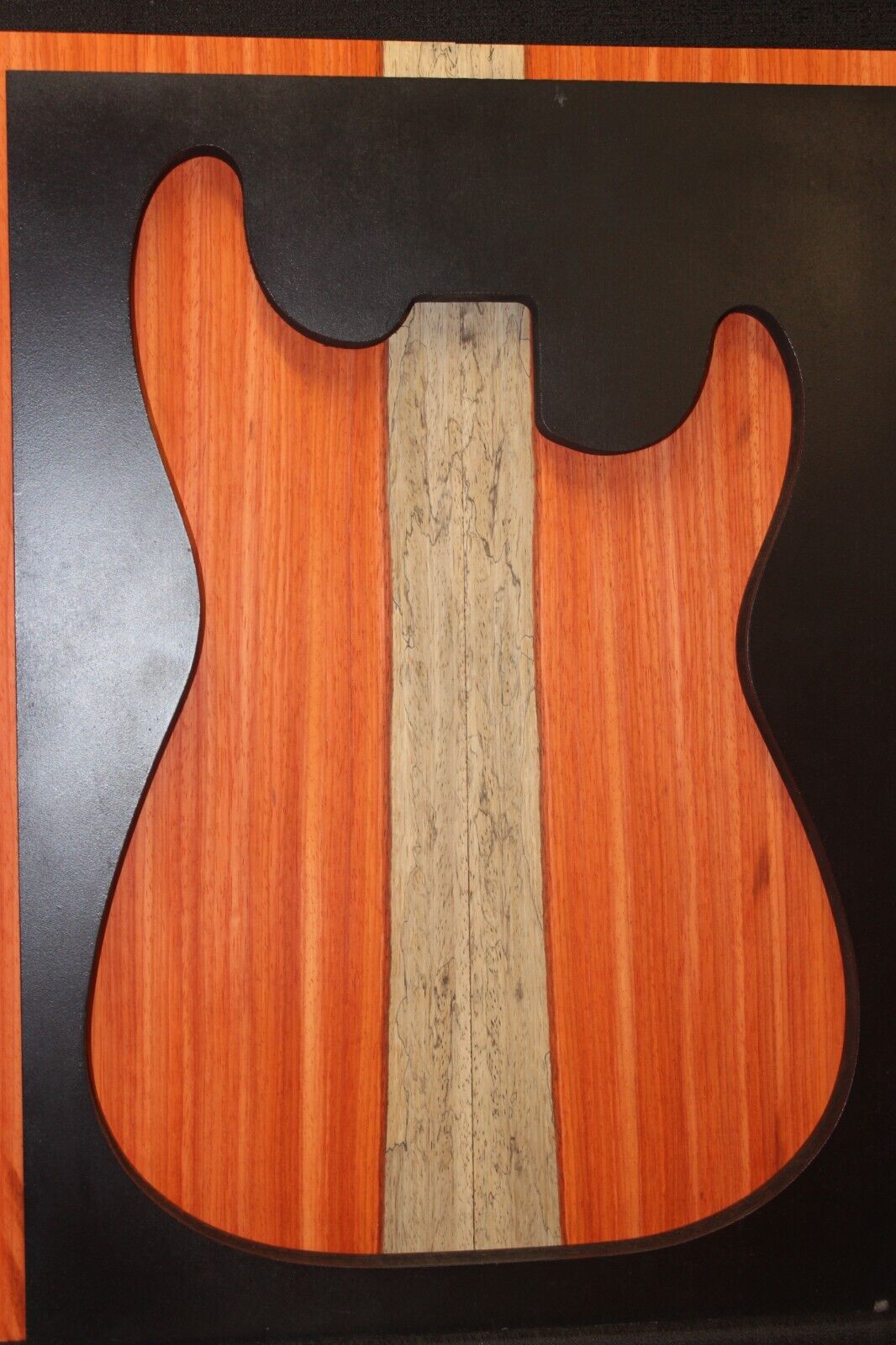 Padauk electric guitar top with white sapwood. Beautiful set.