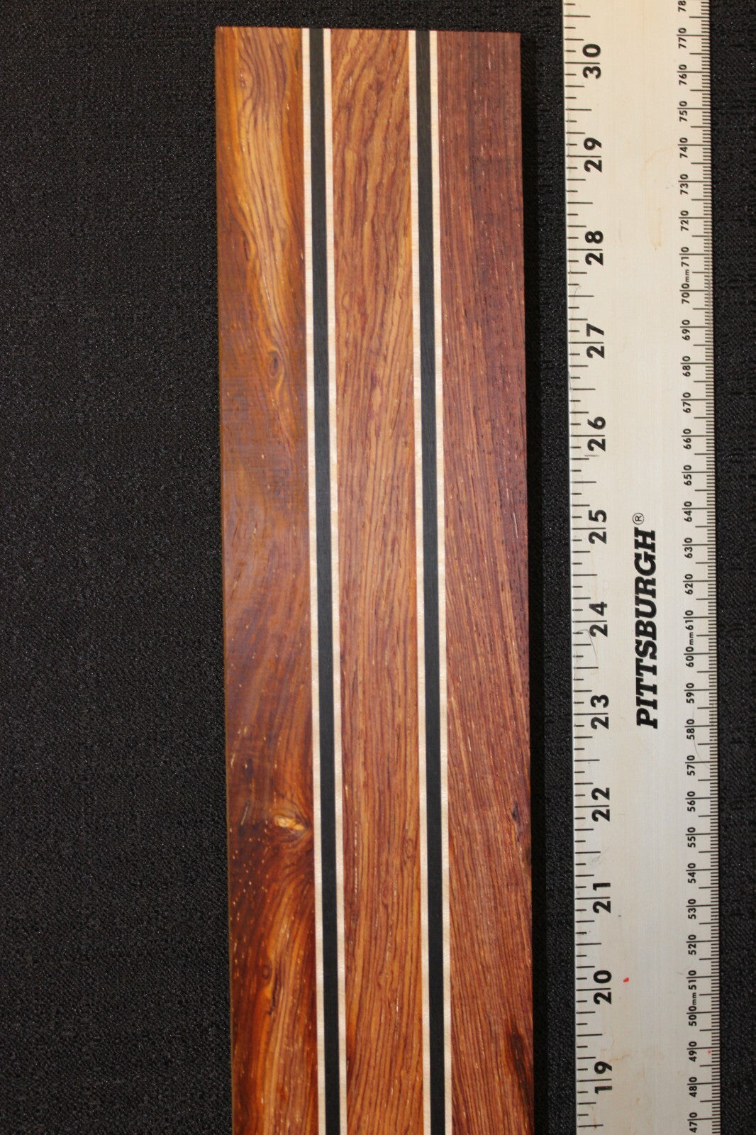 Cocobolo, flame maple and ebony laminated guitar neck blank. WOW!!!