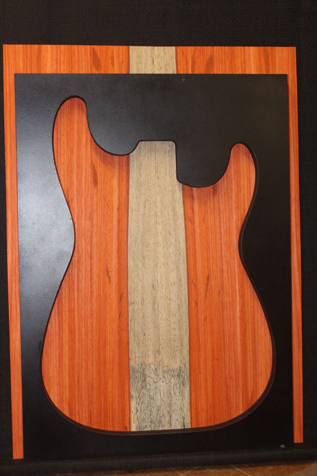Padauk electric guitar top with white sapwood. Beautiful set.