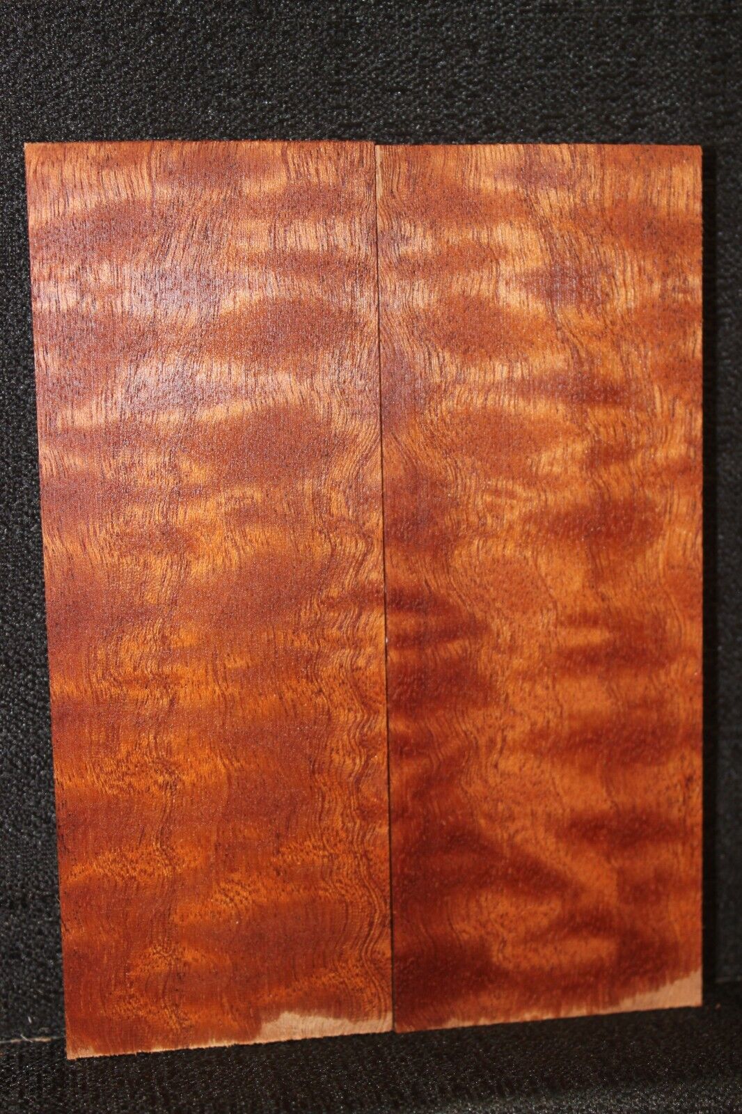 Figured sapele knife scale, gun grip. 5.5 X 2 X 3/8"