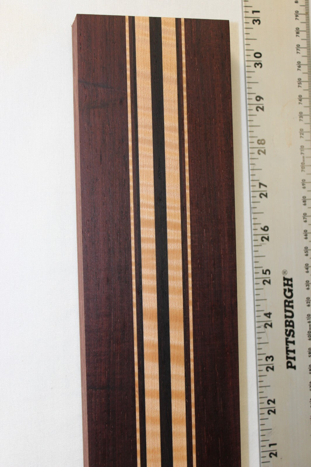 Madagascar rosewood, flame maple and wenge laminated guitar neck blank. WOW!!!