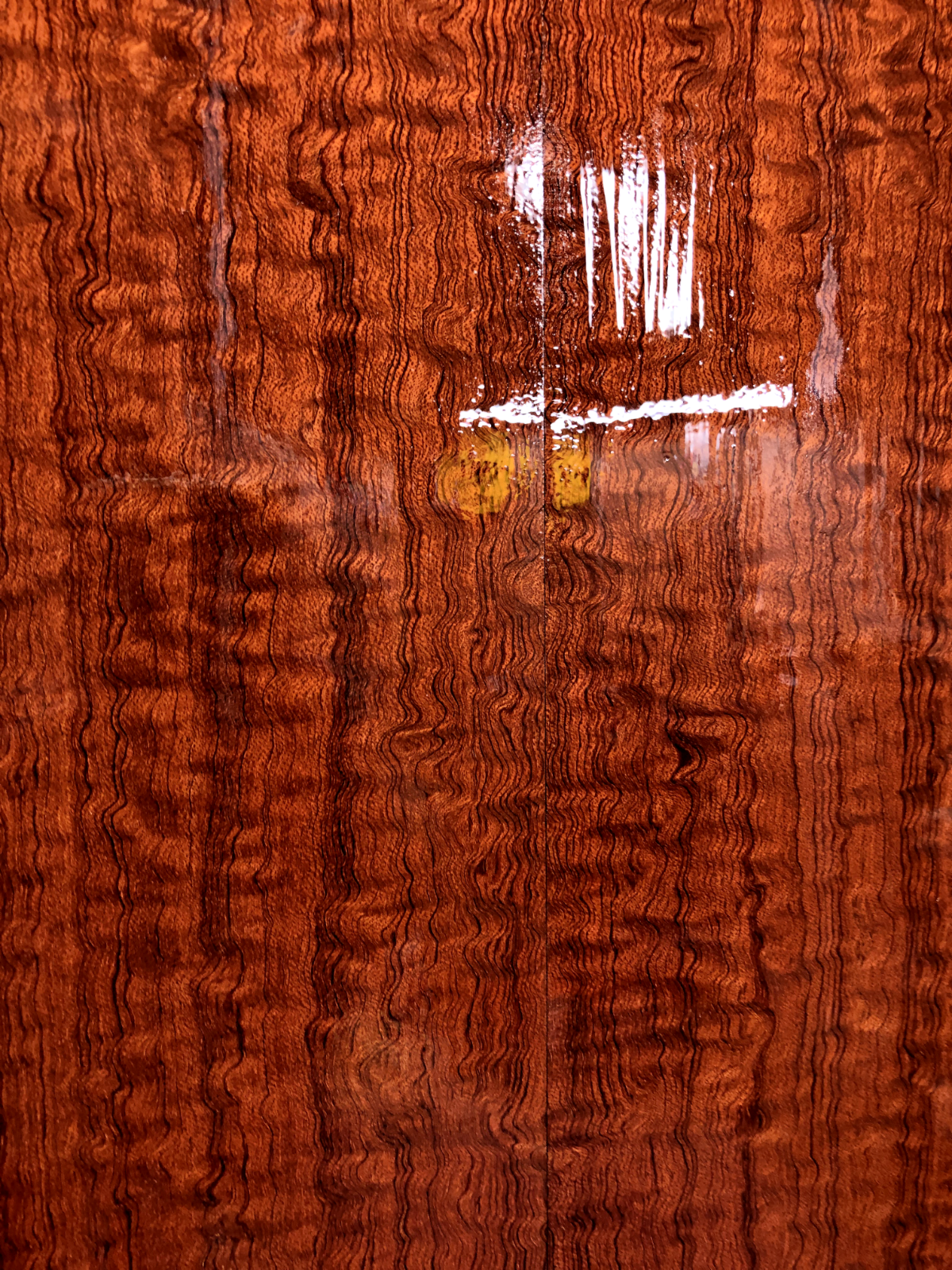 Figured quarter sawn bubinga guitar drop top.
