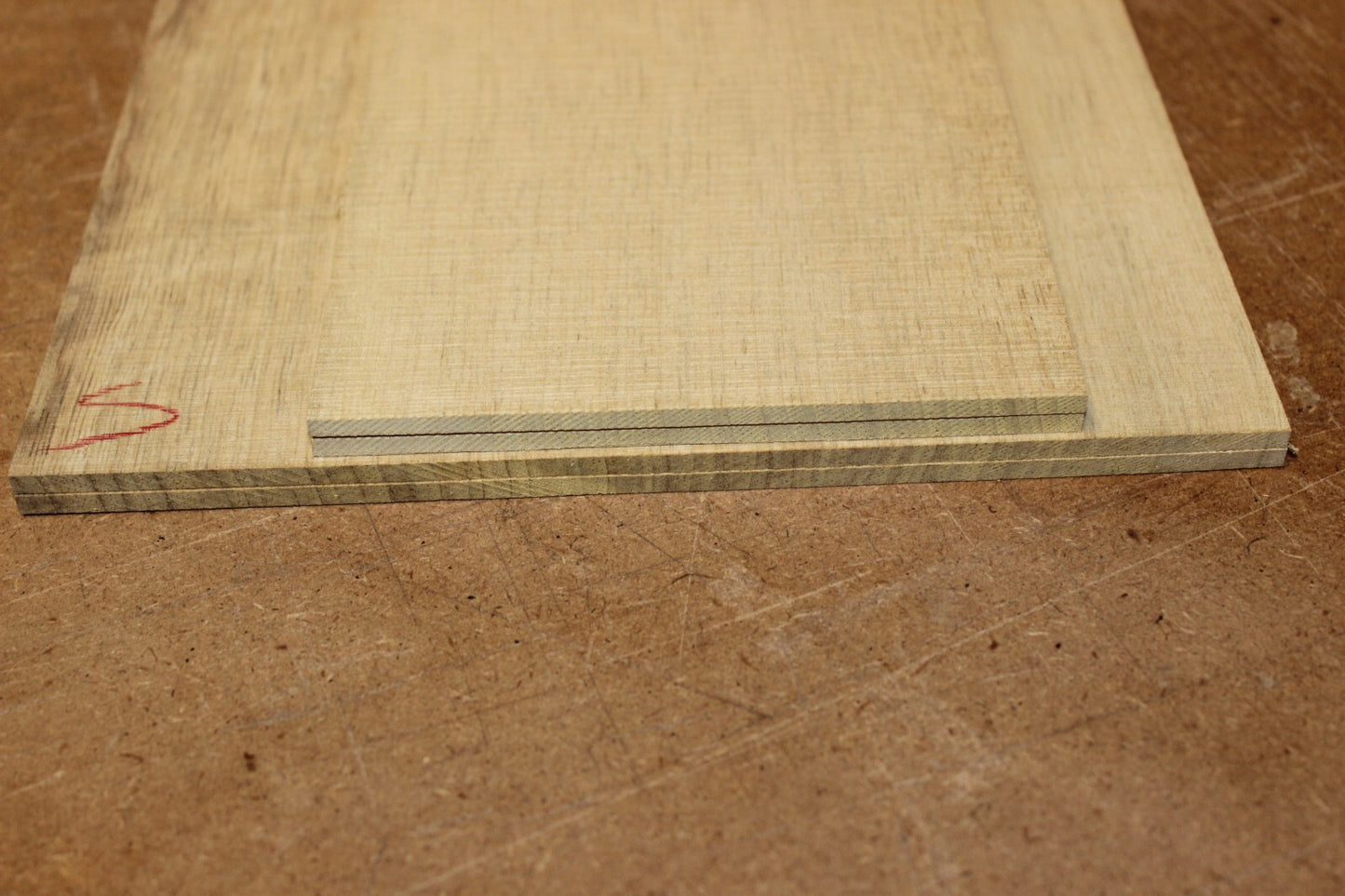 Quarter sawn white limba / korina acoustic back and side set. Dread size