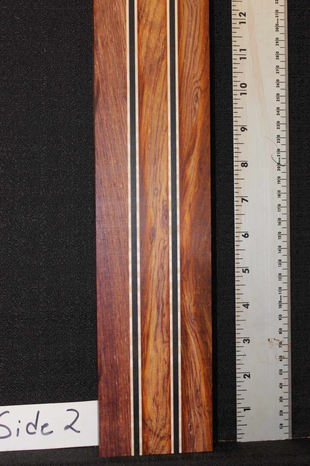 Cocobolo, flame maple and ebony laminated guitar neck blank. WOW!!!