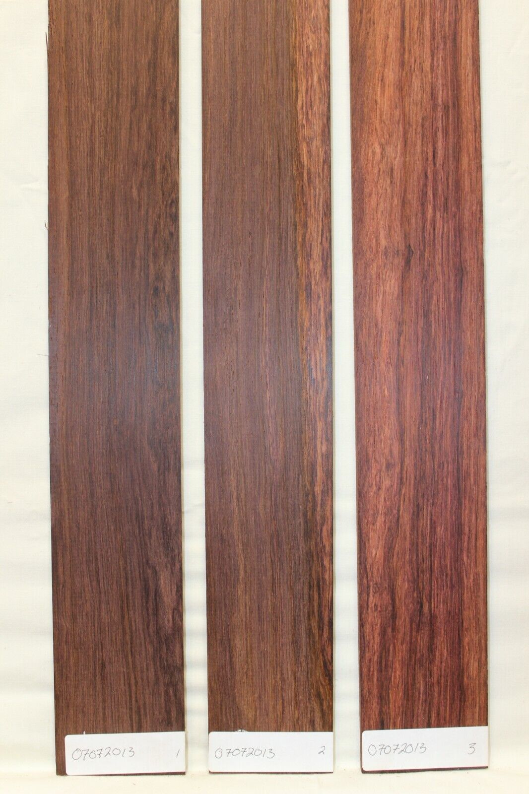 Madagascar rosewood bass fingerboard blank. Flat sawn, Sold individually.