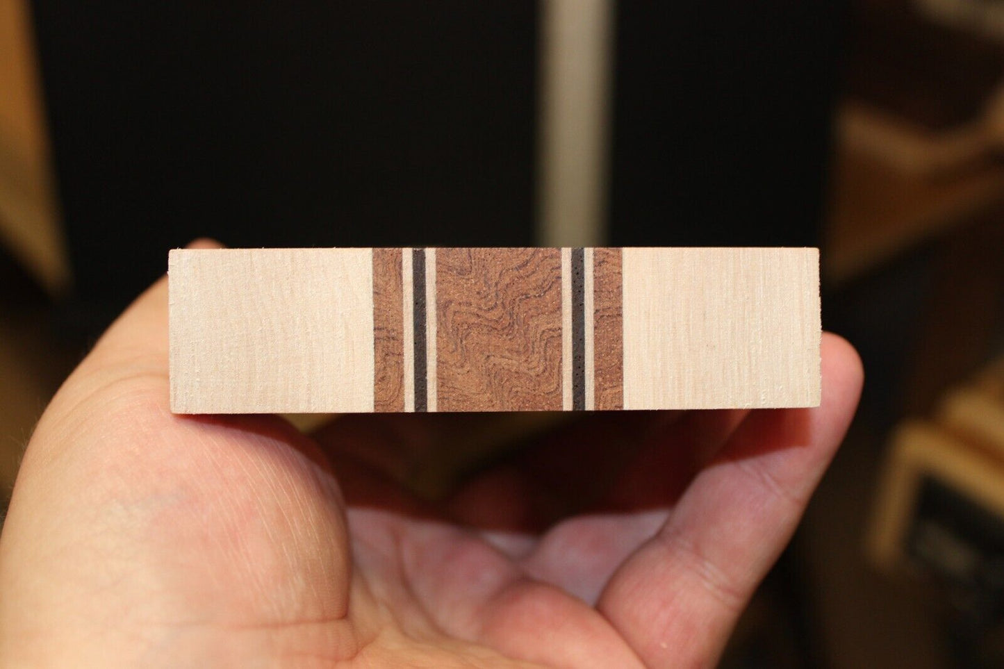 Pomelle bubinga, wenge, flame maple and hard maple guitar neck blank