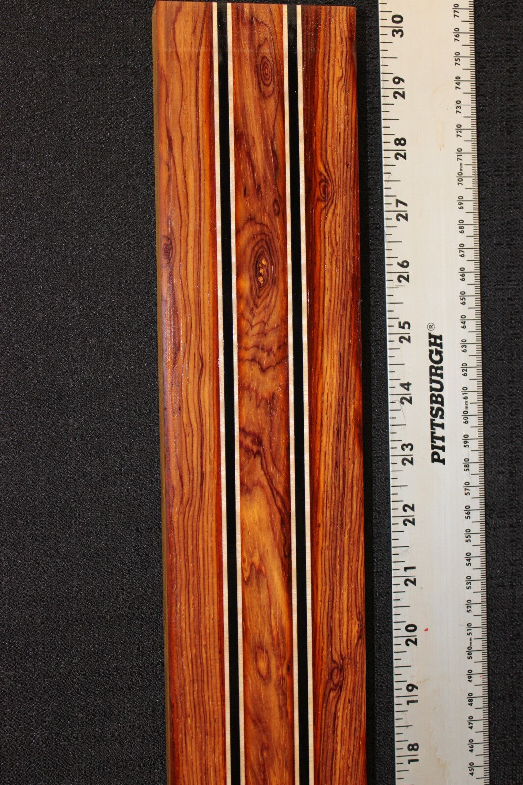 Cocobolo, flame maple and ebony laminated guitar neck blank. WOW!!!