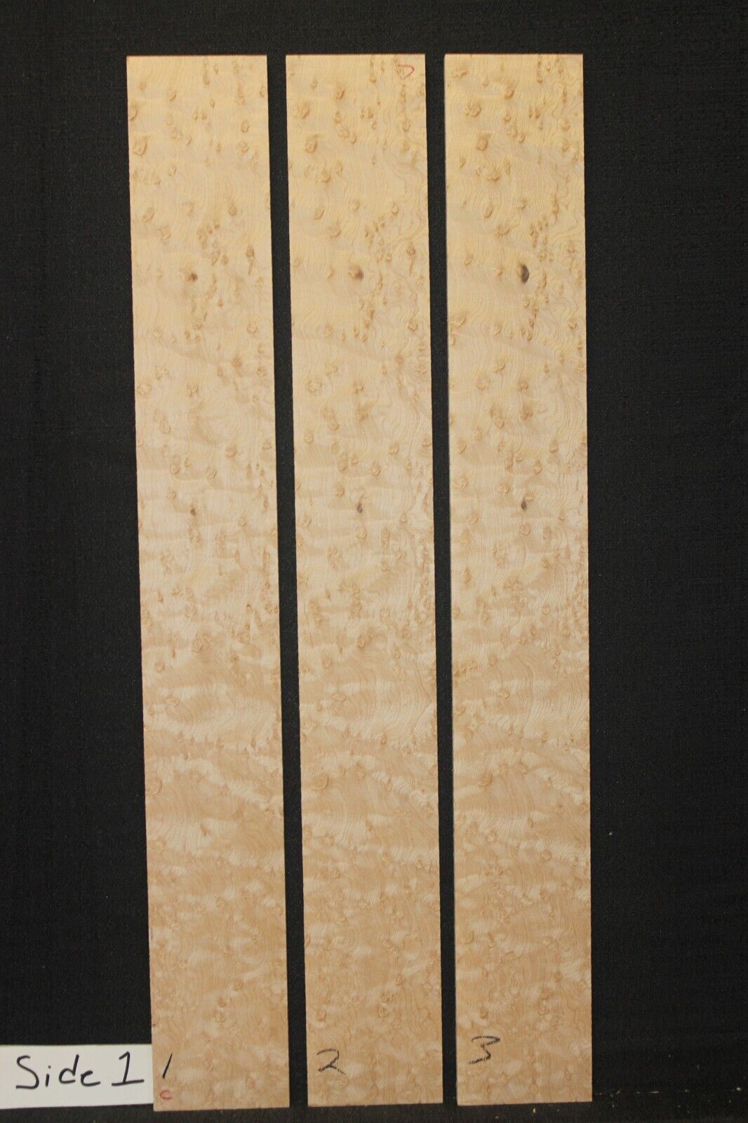 5A birdseye maple guitar fingerboard blanks, minor flaws, sold individually.