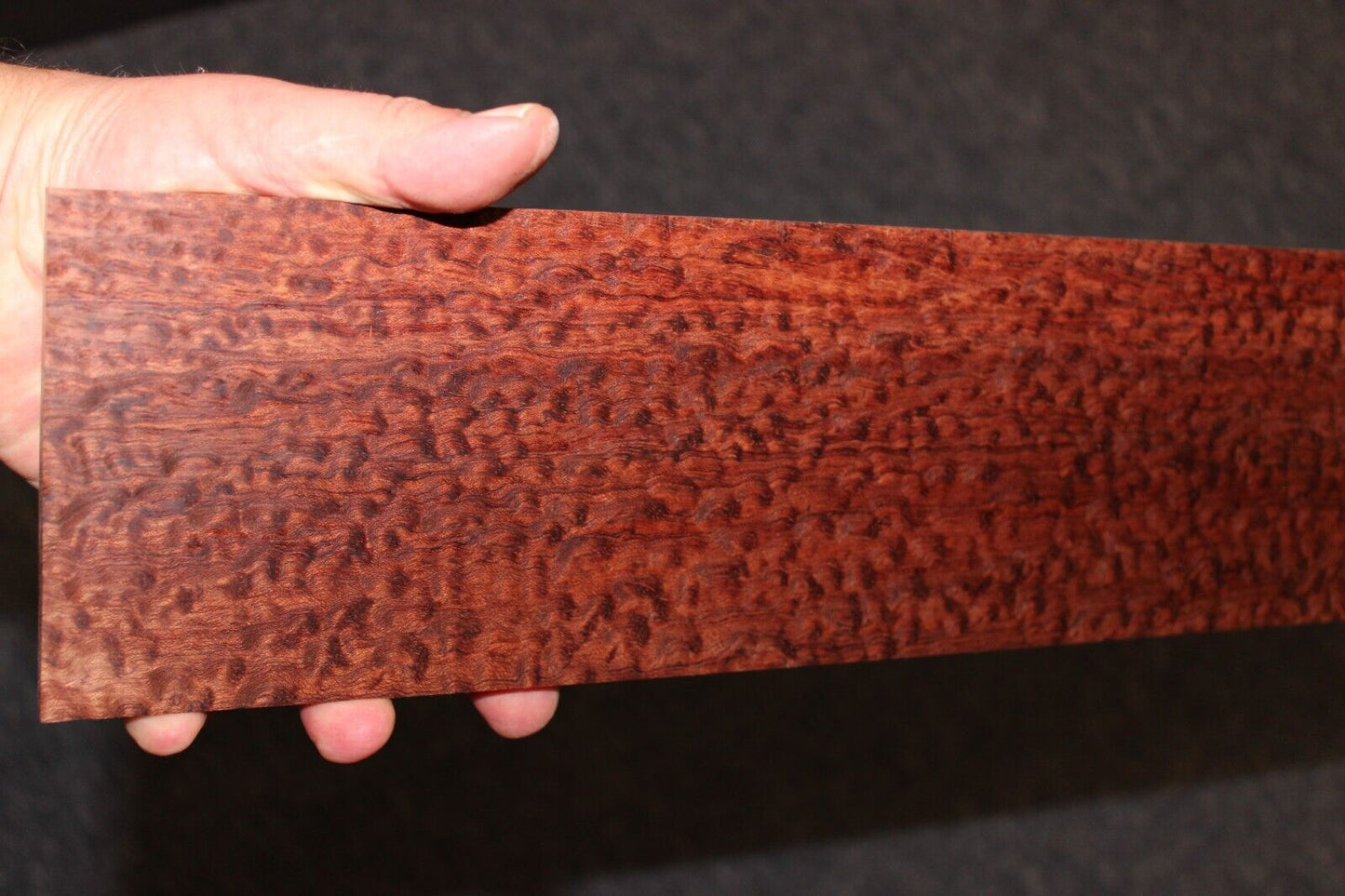 Pomelle figured bubinga bass guitar fingerboard blank. 31 X 4.4 X 0.46"