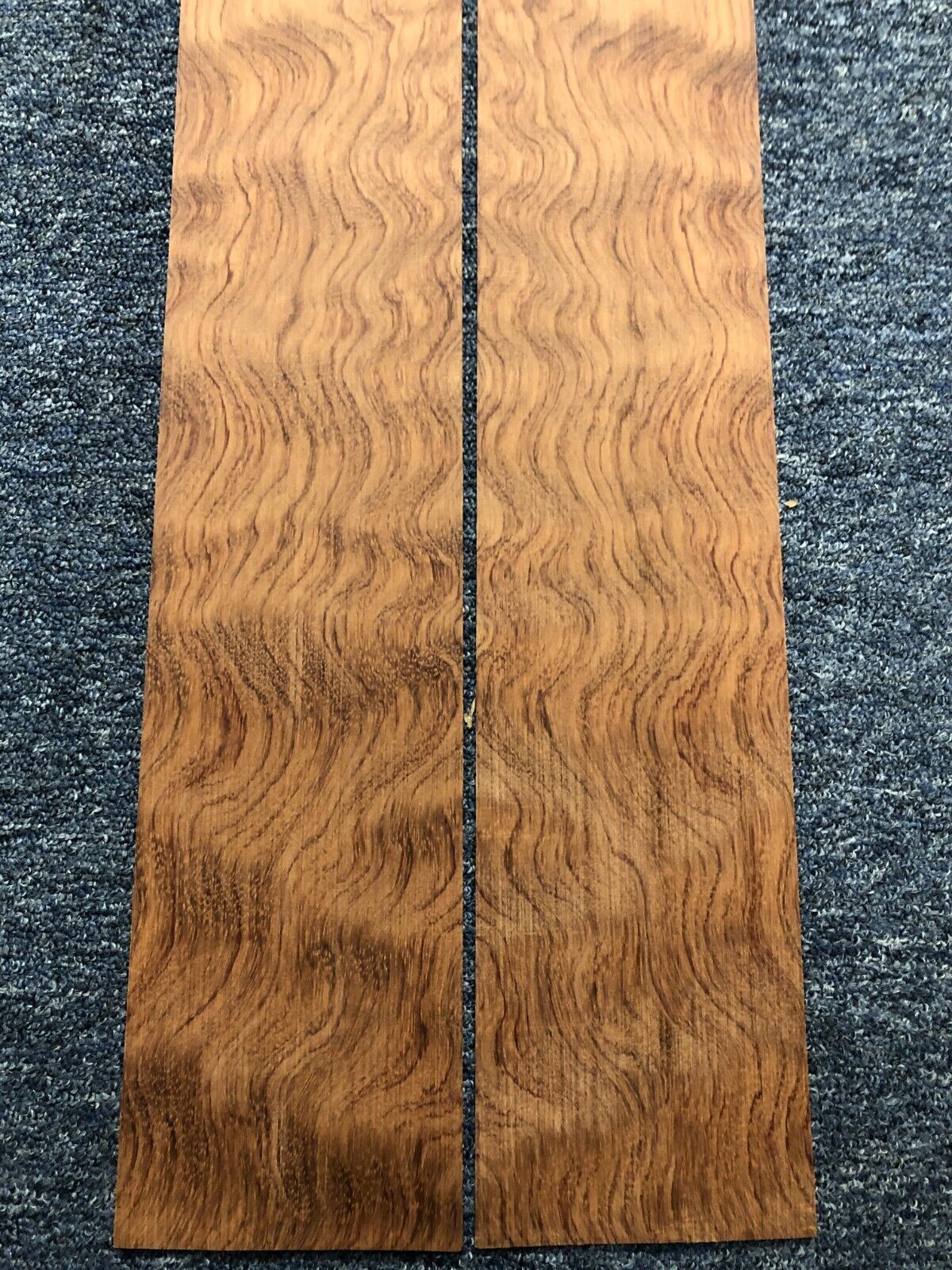 Waterfall figured bubinga back and side set. Stunning grain, color and figure.