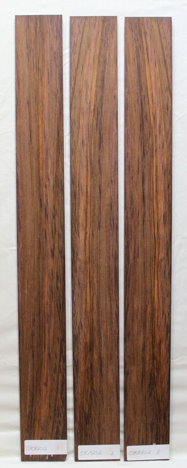 Madagascar rosewood bass fingerboard blank. Flat sawn, Sold individually.