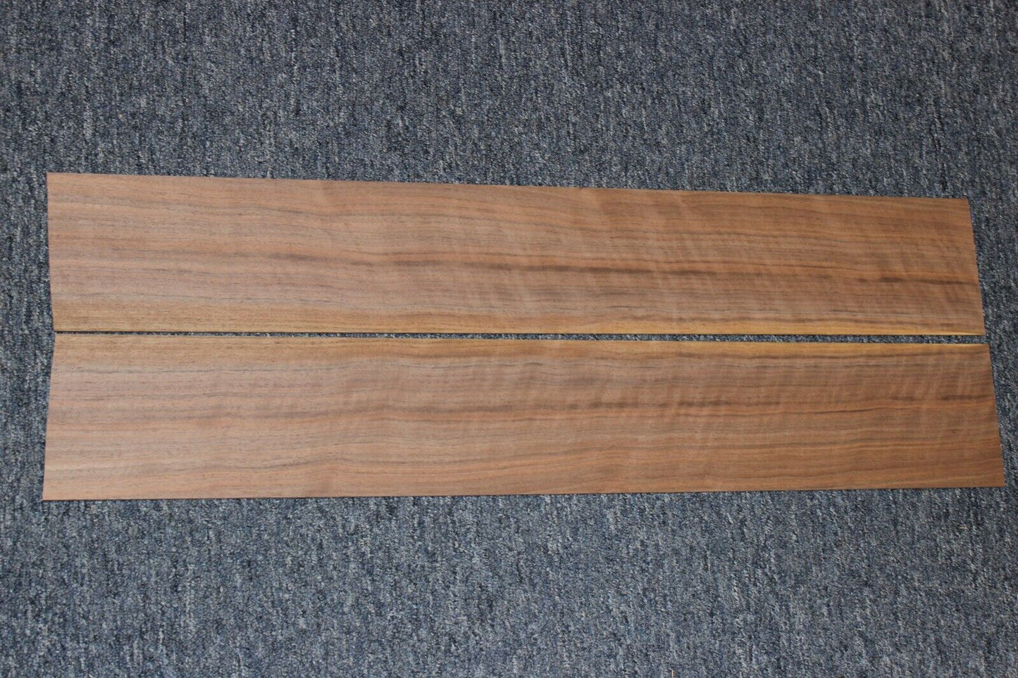 Flame figured black walnut dreadnought size guitar back and side set.