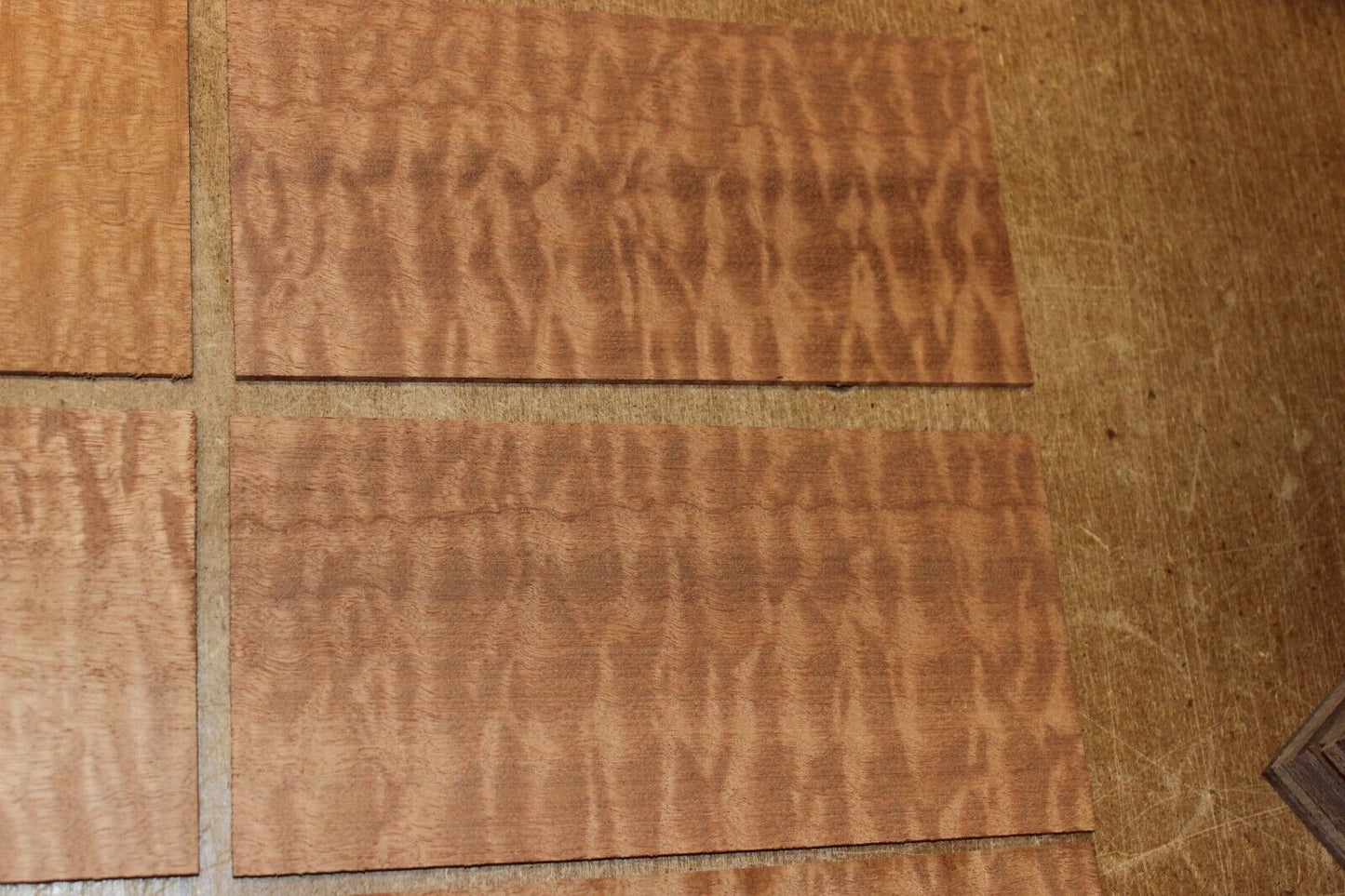 quilted figured sapele headstock / peg head veneer. Sold individually