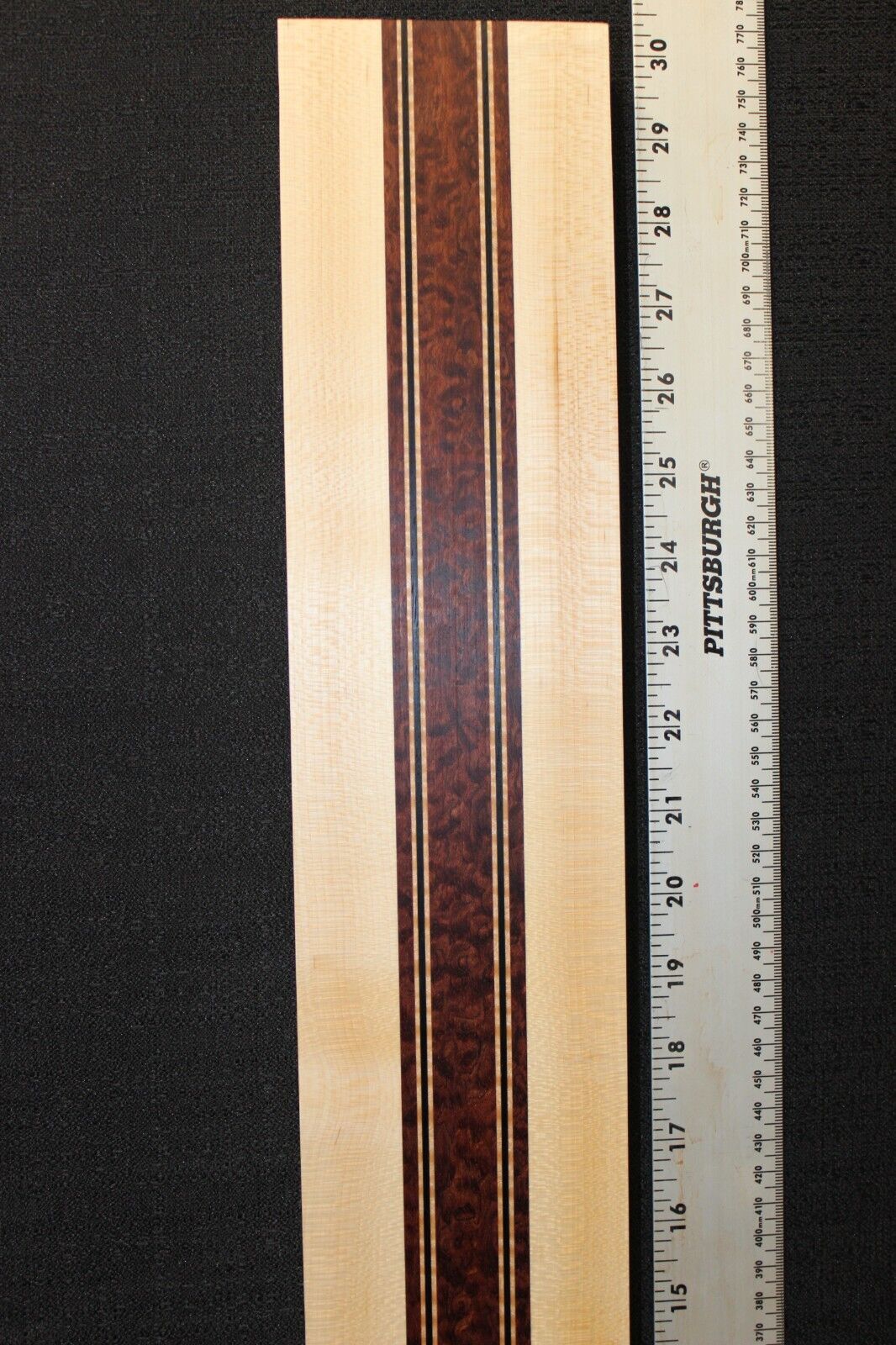 Pomelle bubinga, wenge, flame maple and hard maple guitar neck blank