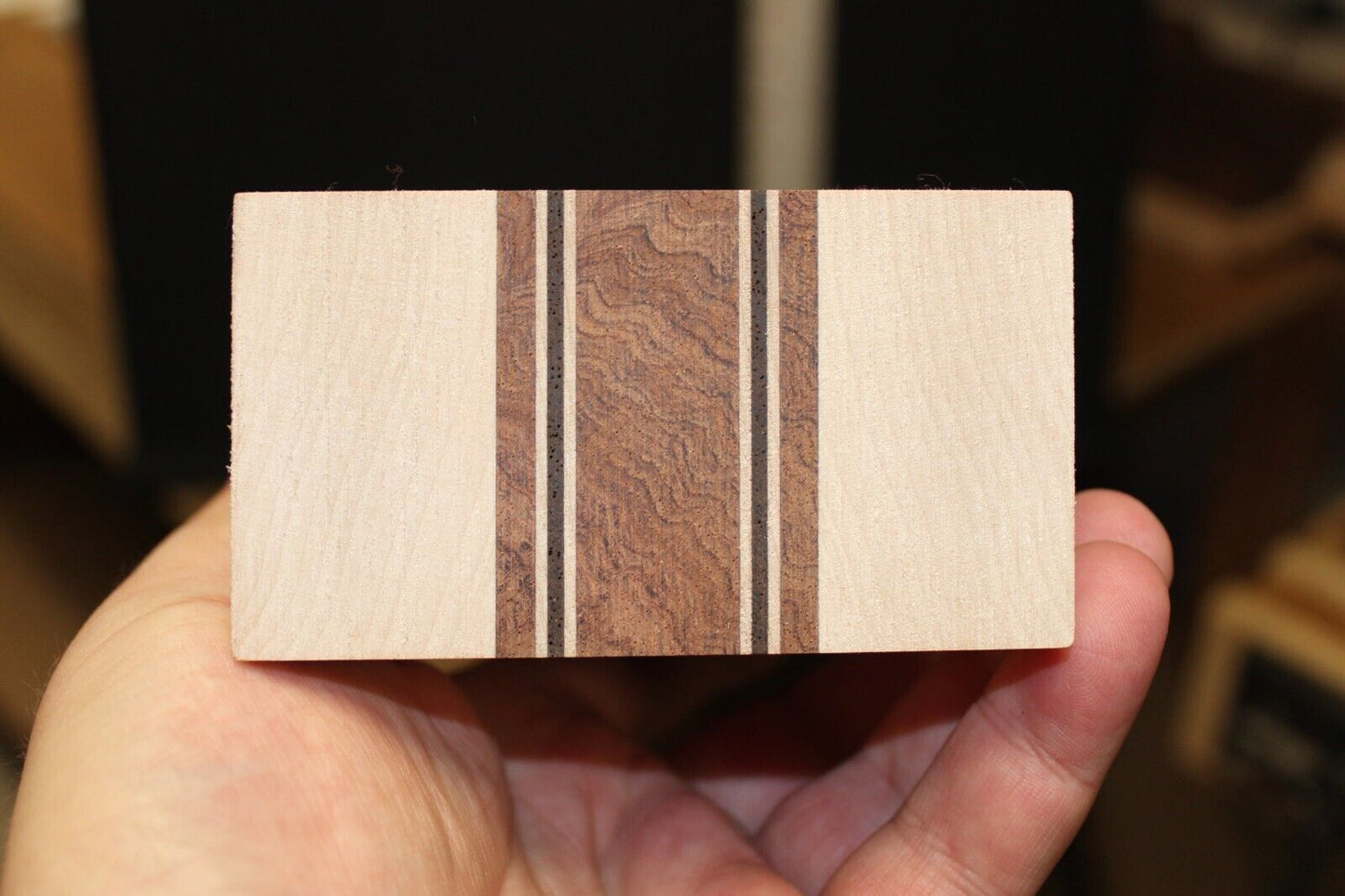 Pomelle bubinga, wenge, flame maple and hard maple guitar neck blank, 2" thick