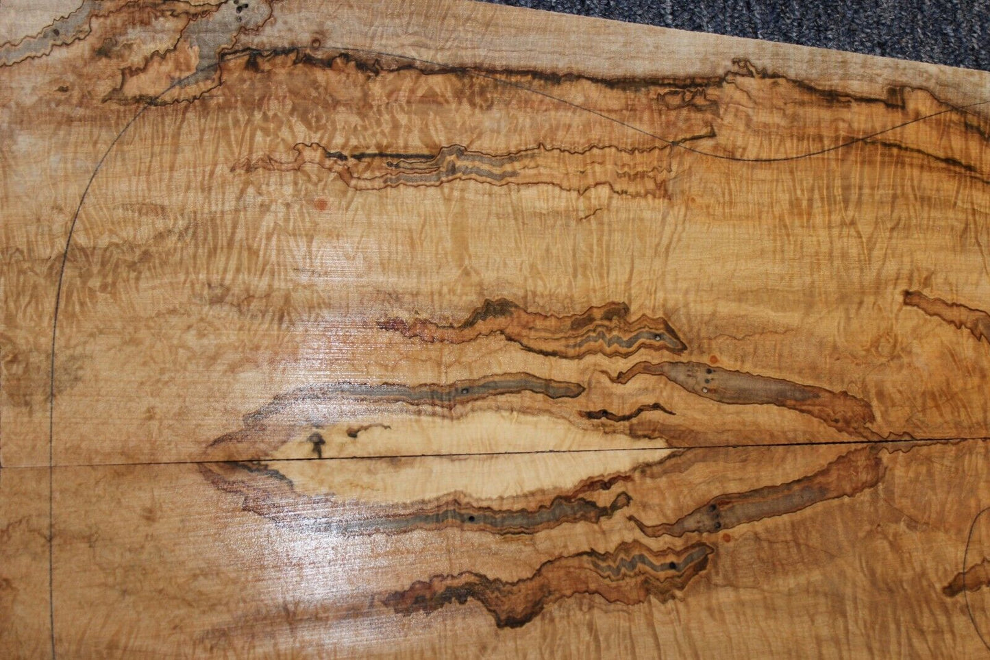 Figured ambrosia maple book matched guitar top. Personal stash set!