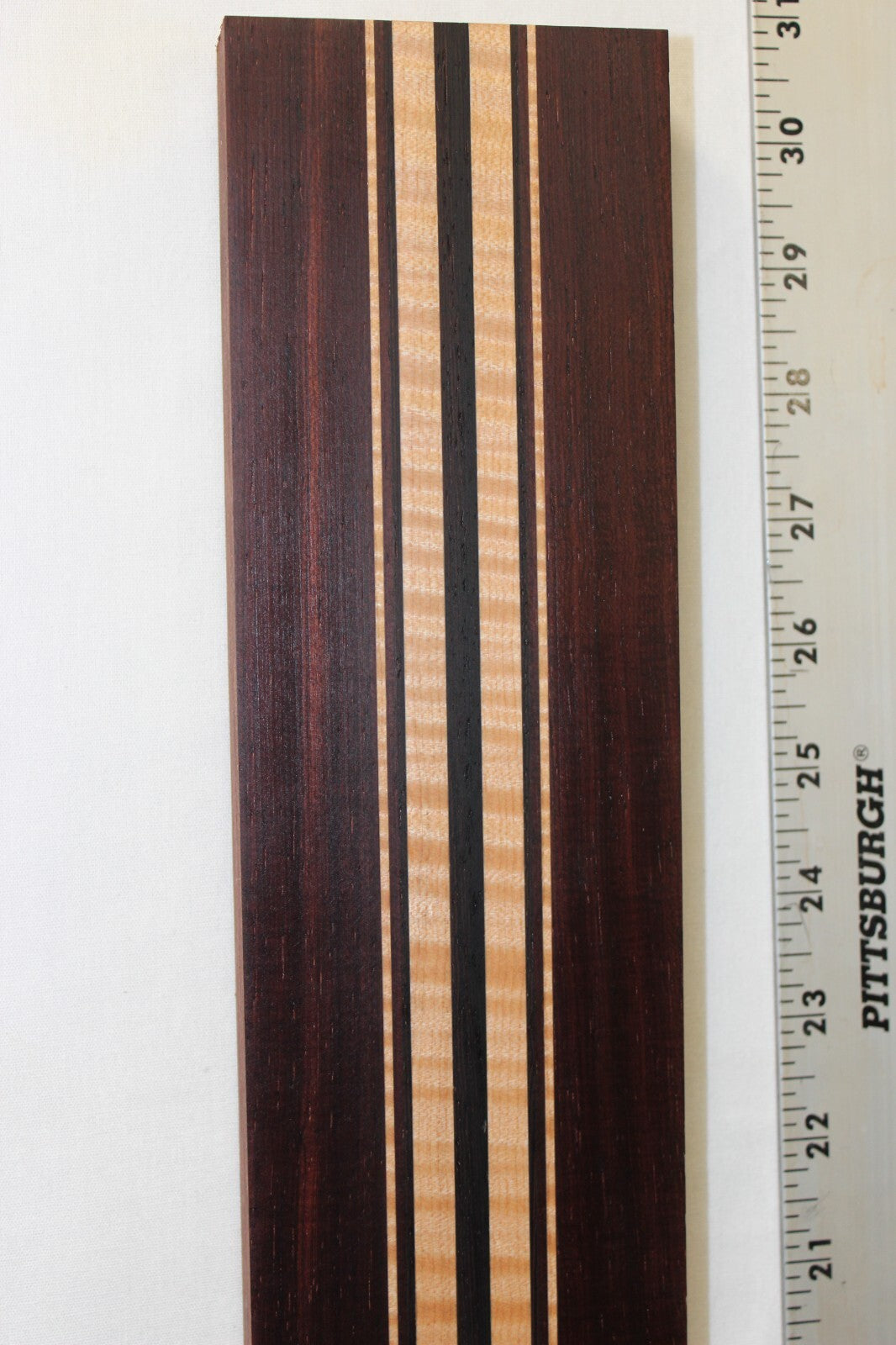 Madagascar rosewood, flame maple and wenge laminated guitar neck blank. WOW!!!