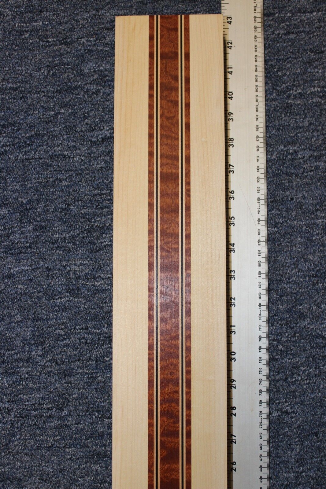 Quilted sapele, hard maple and wenge, guitar neck blank 42 X 3.93 X 1.54"