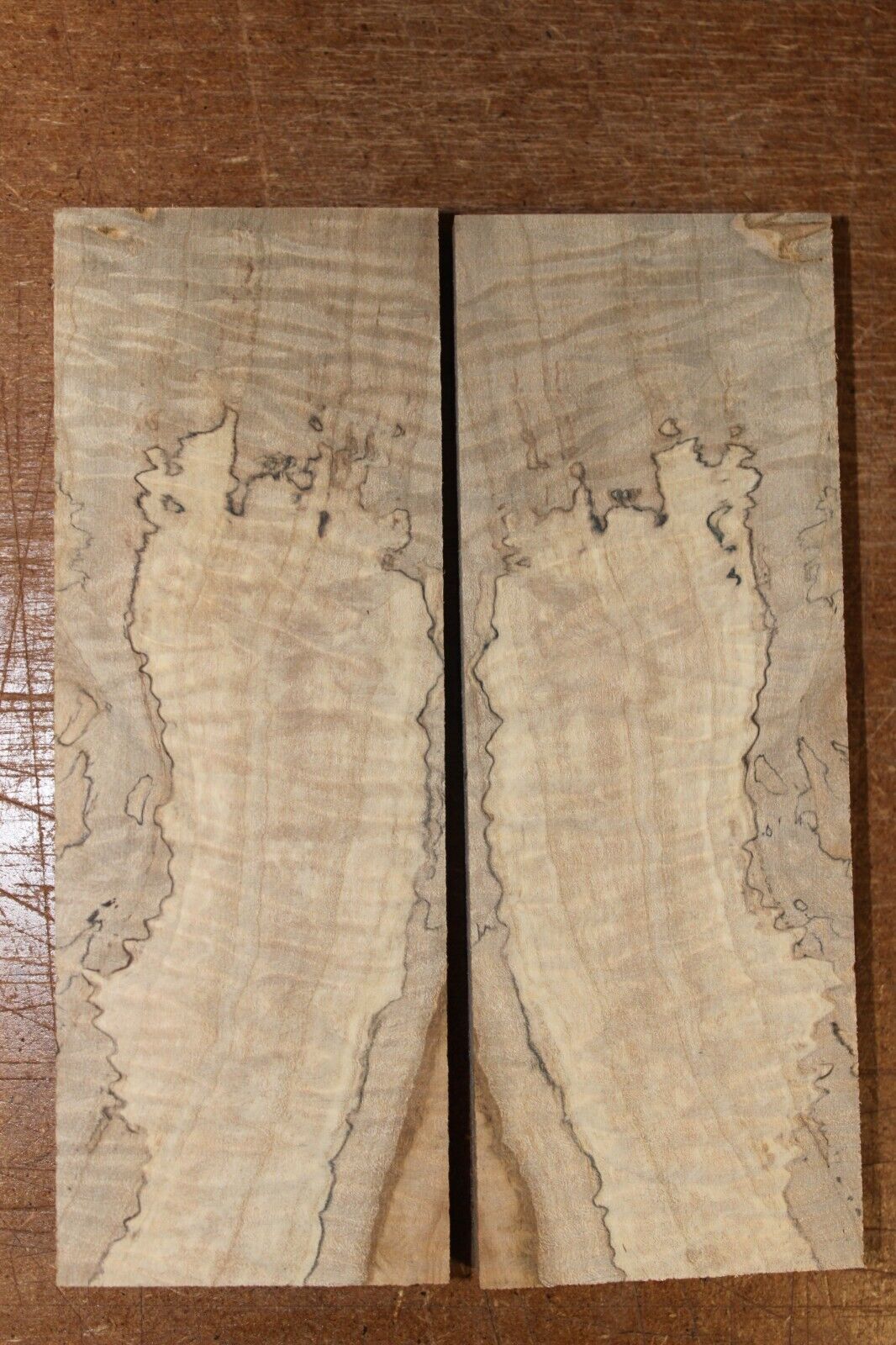 Curly ambrosia maple knife scale, gun grip. Insane tight figure 5.5 X 2 X 0.40"