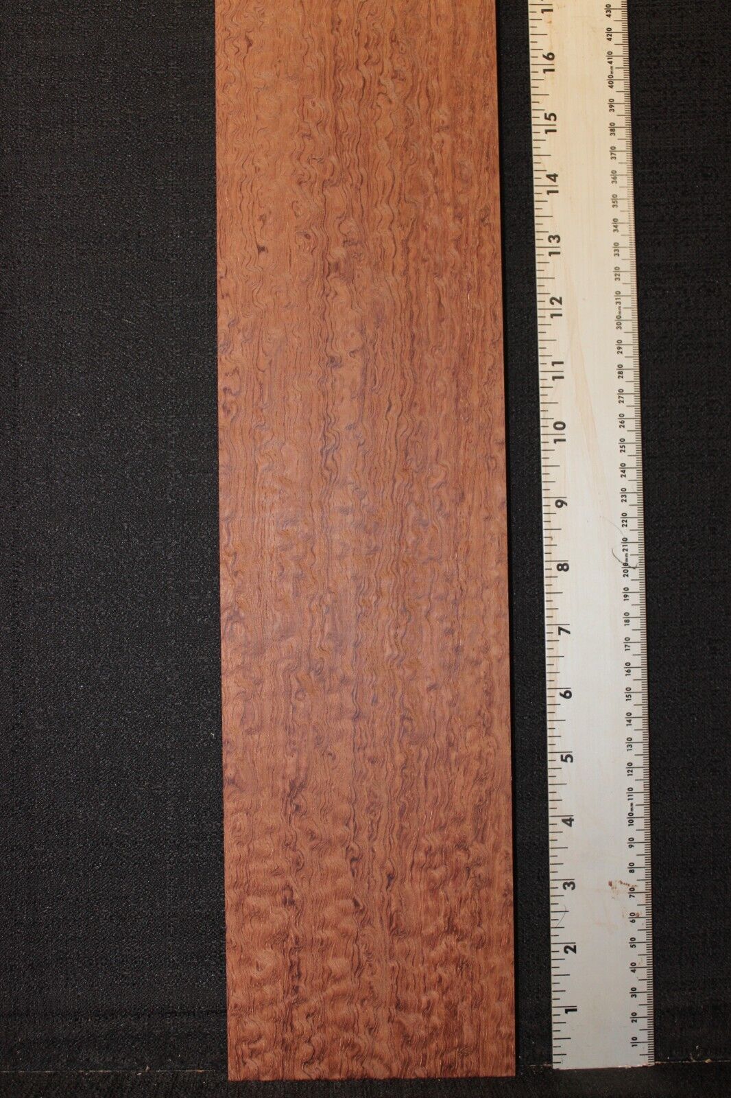 Pomelle figured bubinga bass guitar fingerboard blank. 31 X 4.4 X 0.46"