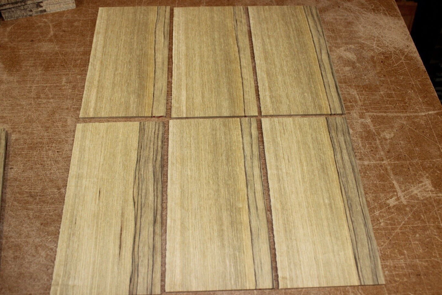 Quarter sawn white limba, korina headstock / peg head veneer. Sold individually