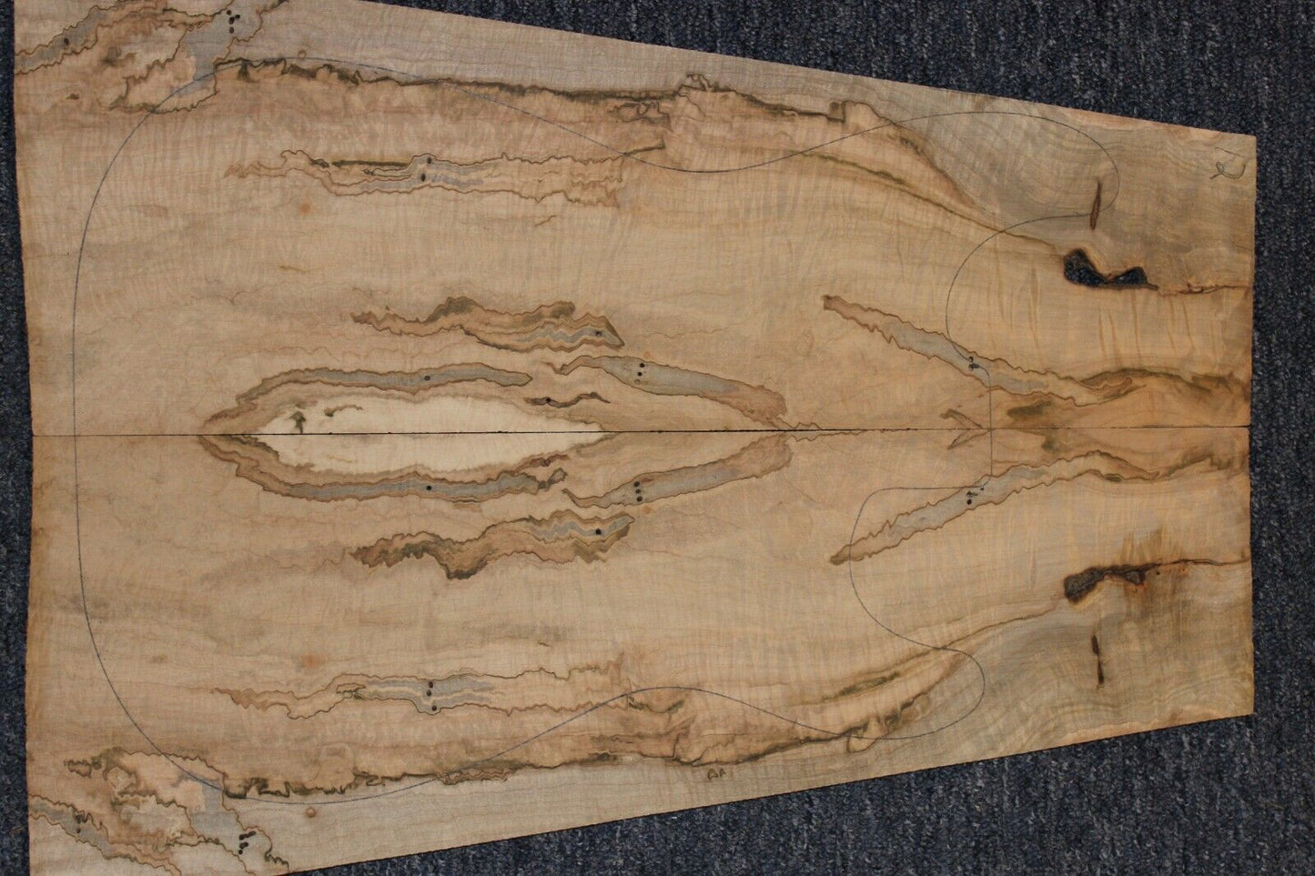 Figured ambrosia maple book matched guitar top. Personal stash set!