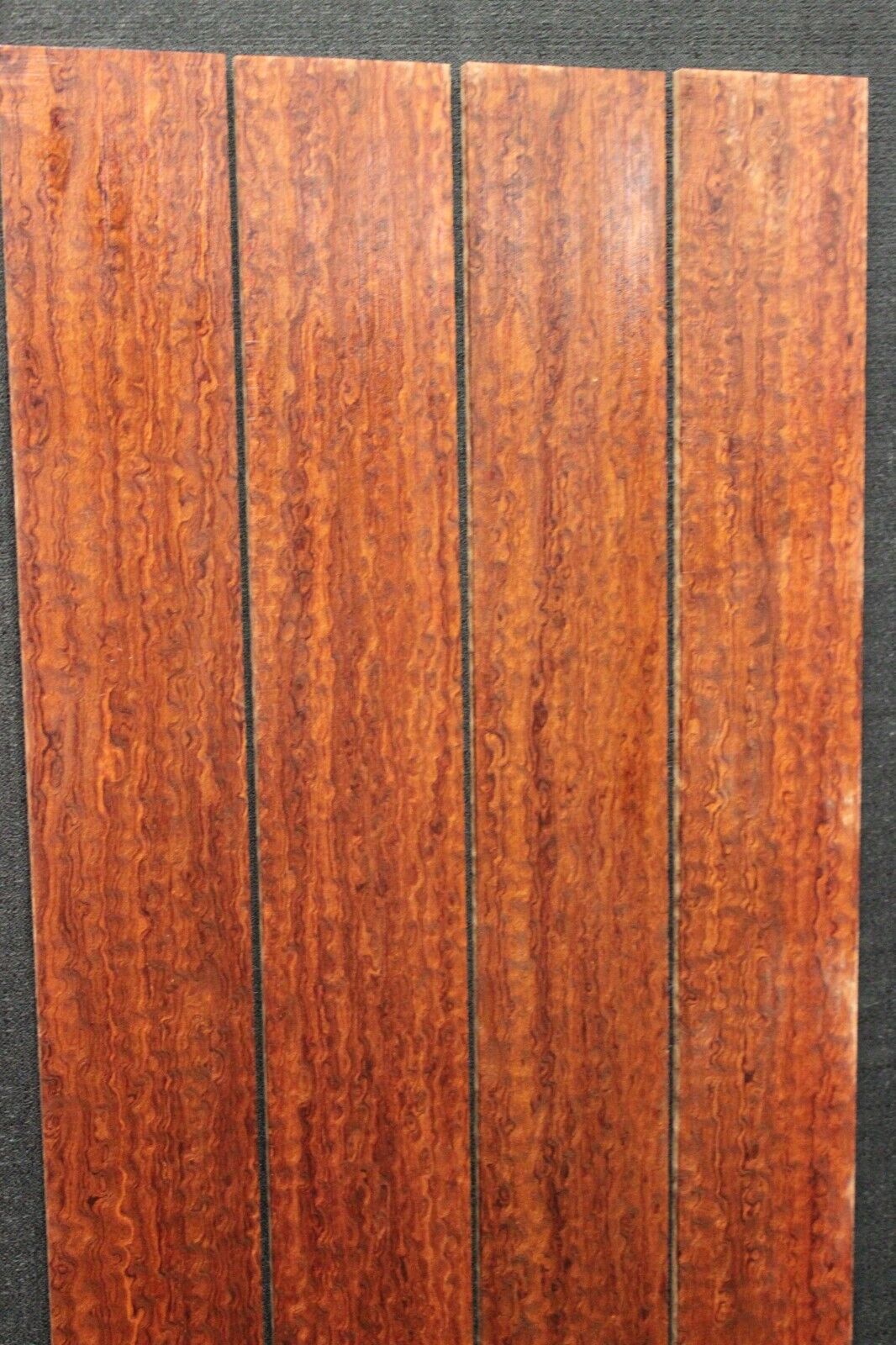 Pomelle figured bubinga bass guitar fingerboard blanks, sold individually.