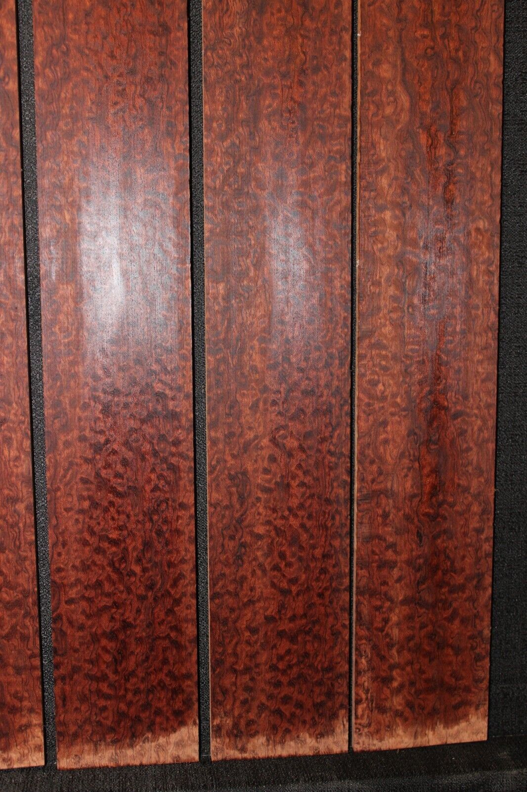 Pomelle figured bubinga guitar fingerboard blanks, sold individually. 22" long