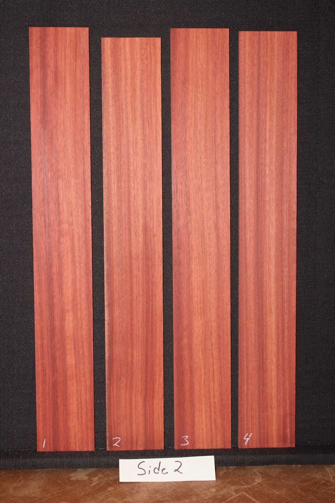 Blood wood guitar fingerboard blank. Rift cut, shows nice ribbon stripes.