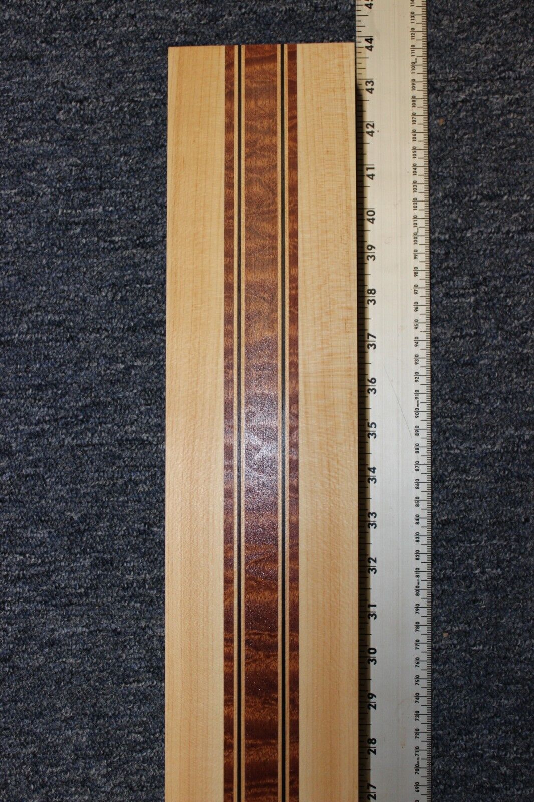 Quilted sapele, hard maple and wenge, guitar neck blank 43 X 4 X 1.90"