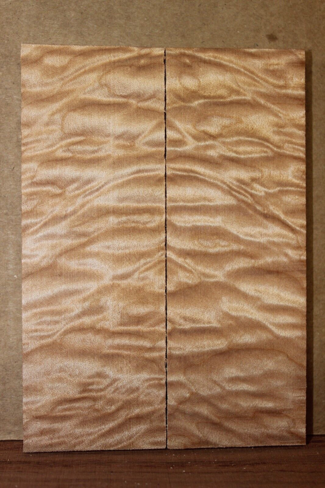 Quilted maple knife scale, gun grip. Insane tight figure 5 3/4 X 2 X 3/8"