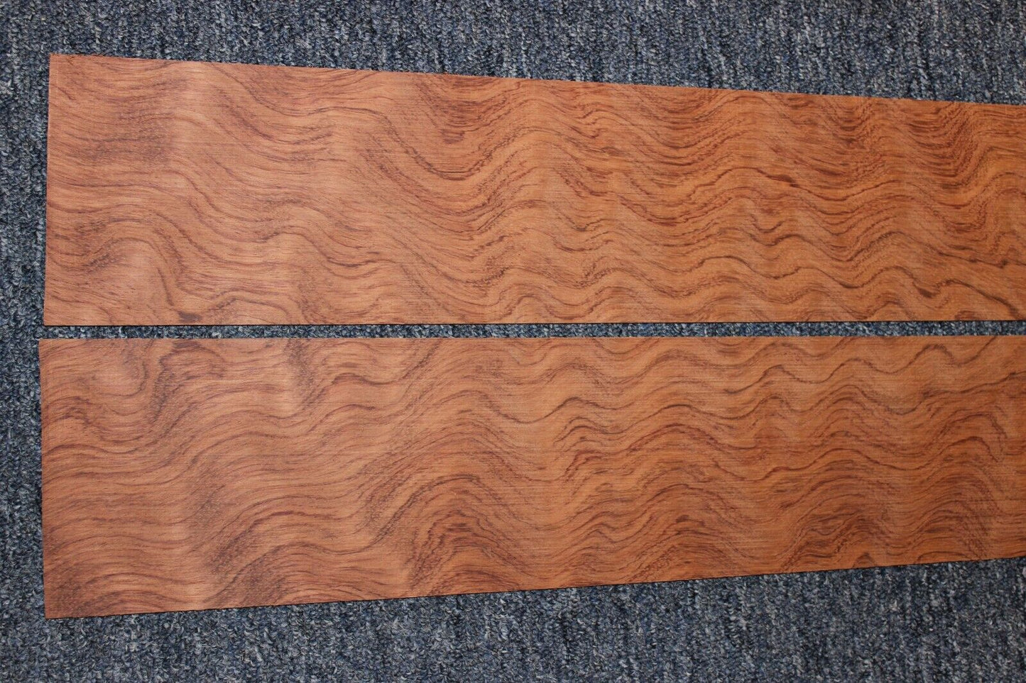 Waterfall figured bubinga back and side set. Stunning grain, color and figure.