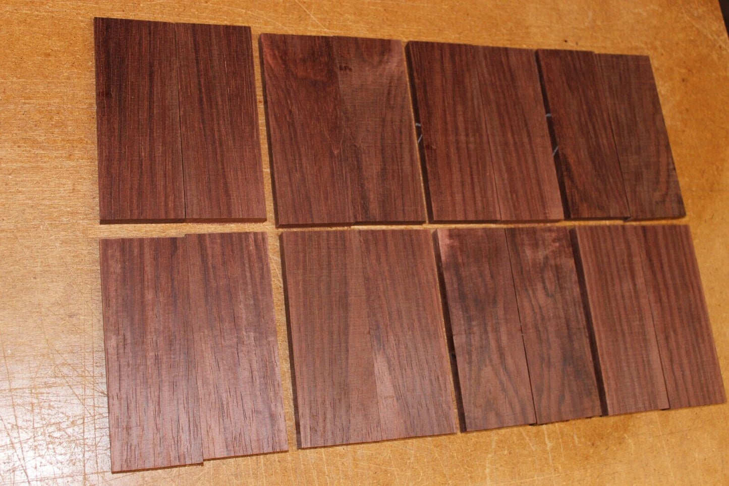 Cocobolo knife scale, gun grip. Bulk listing of 8 sets.