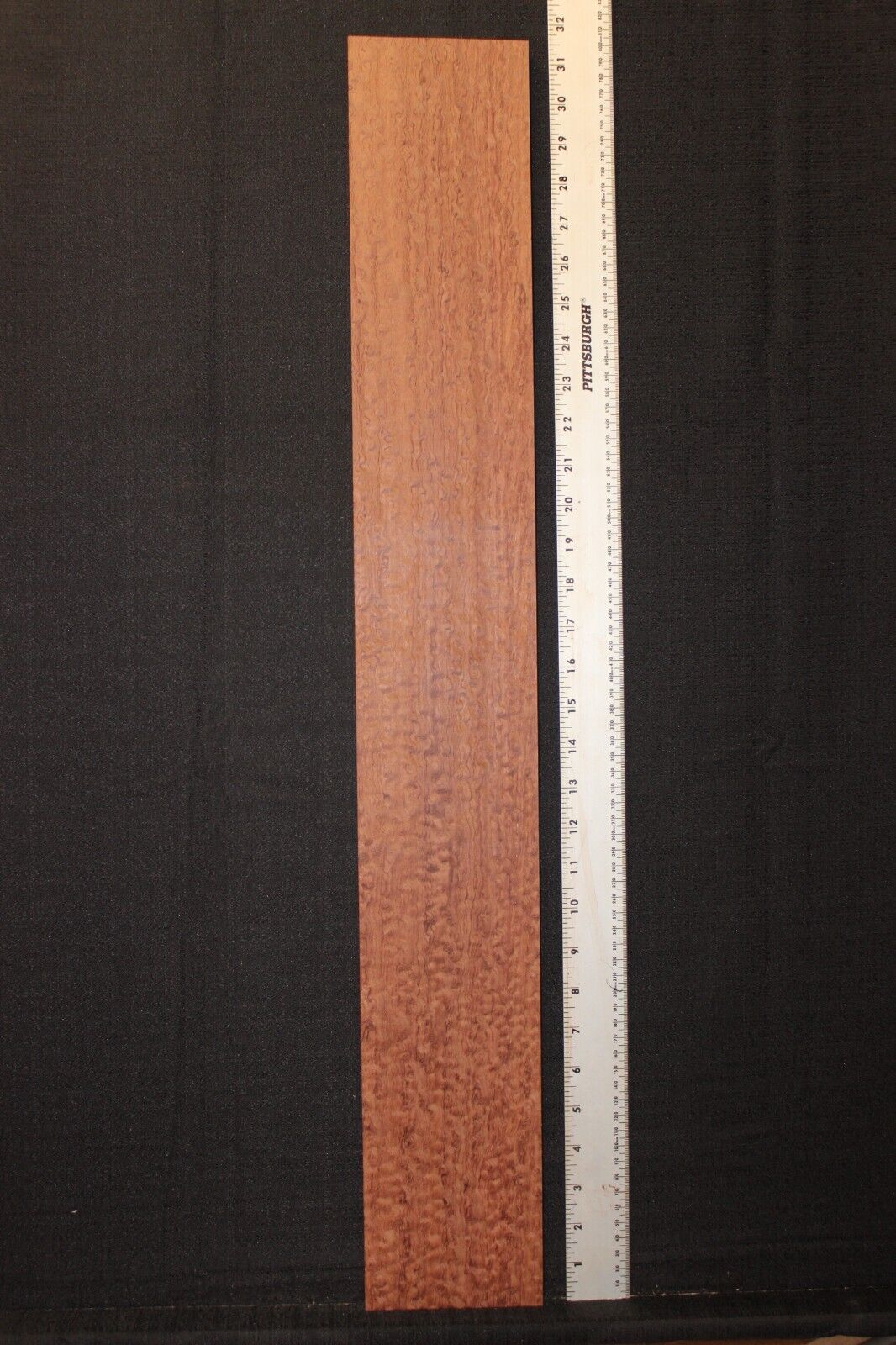 Pomelle figured bubinga bass guitar fingerboard blank. 31 X 4.4 X 0.46"