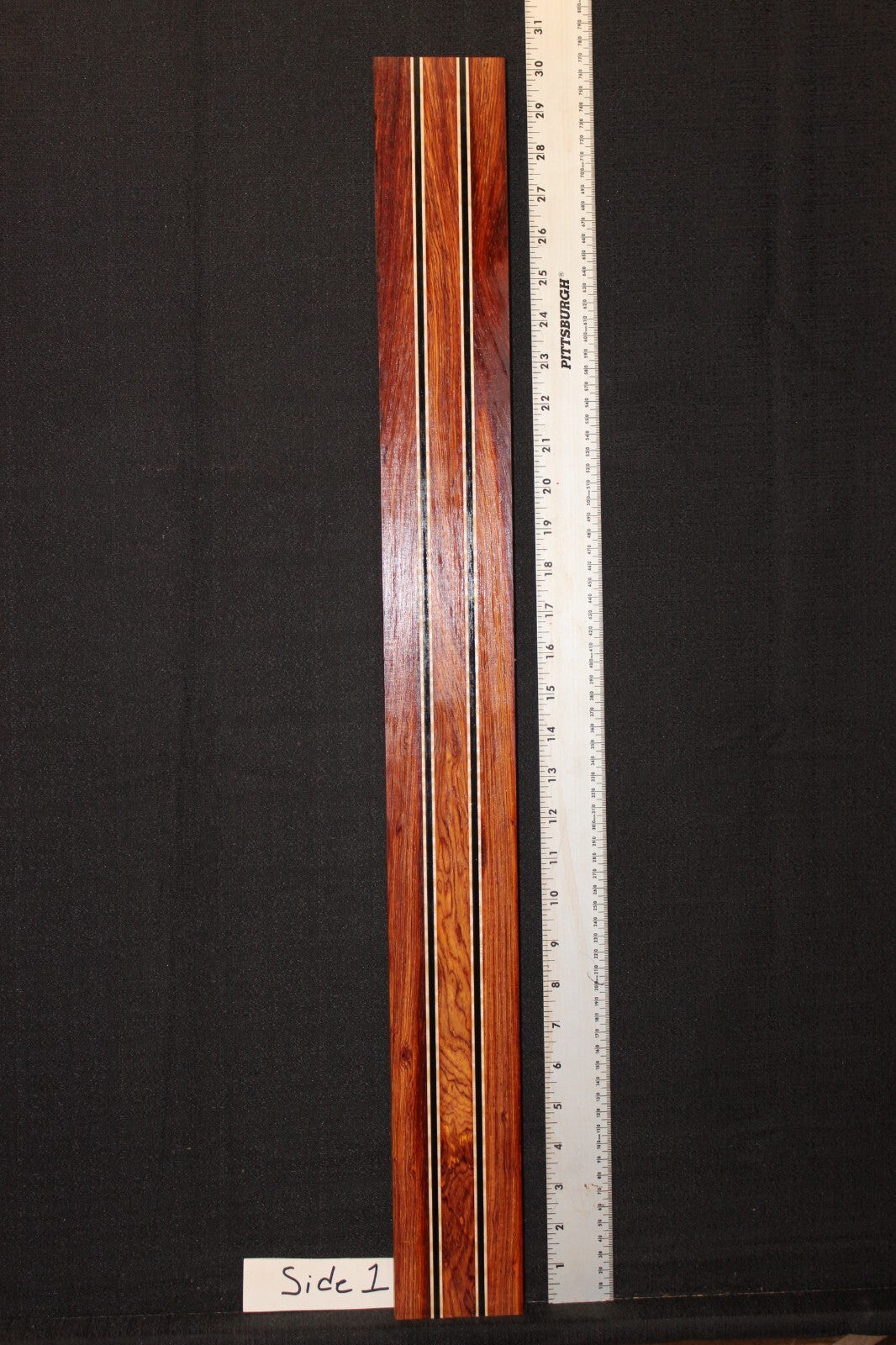 Cocobolo, flame maple and ebony laminated guitar neck blank. WOW!!!