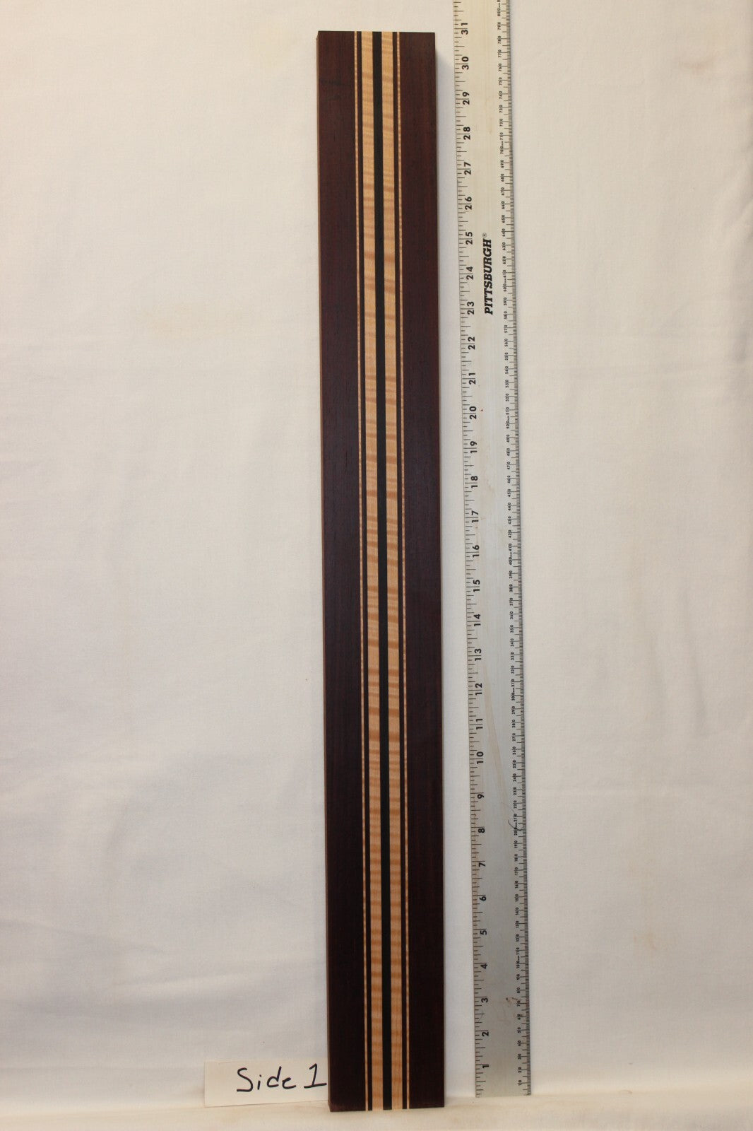 Madagascar rosewood, flame maple and wenge laminated guitar neck blank. WOW!!!