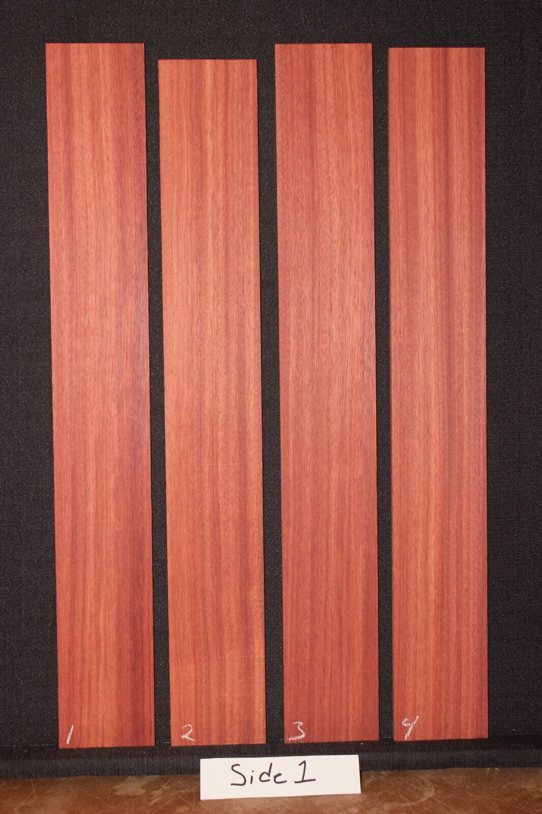 Blood wood guitar fingerboard blank. Rift cut, shows nice ribbon stripes.