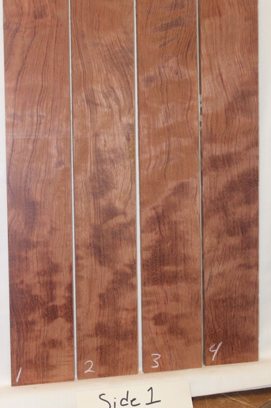 Figured bubinga guitar fingerboard blanks, sold individually.