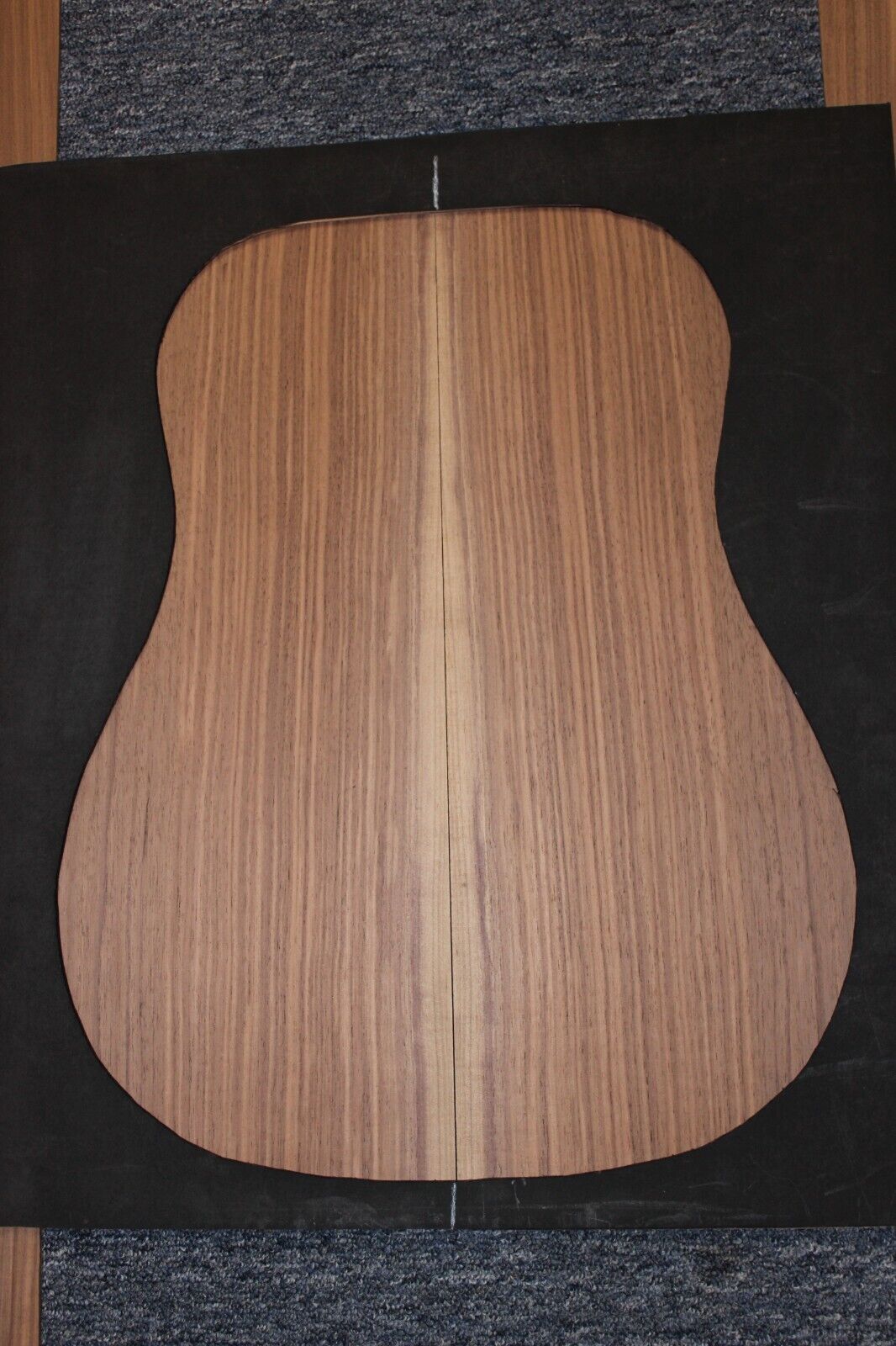 Black walnut dreadnought size guitar back and side set.