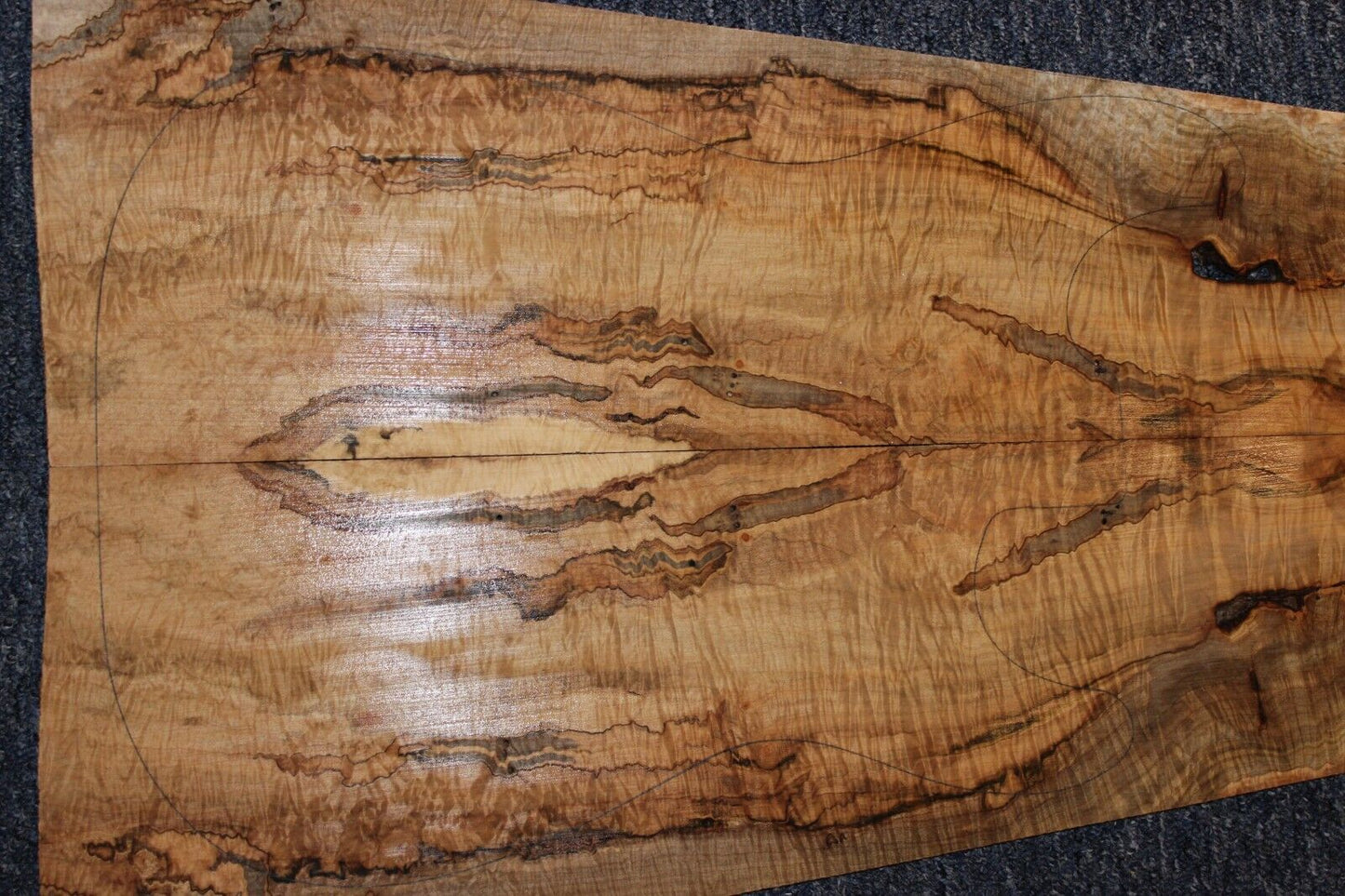 Figured ambrosia maple book matched guitar top. Personal stash set!