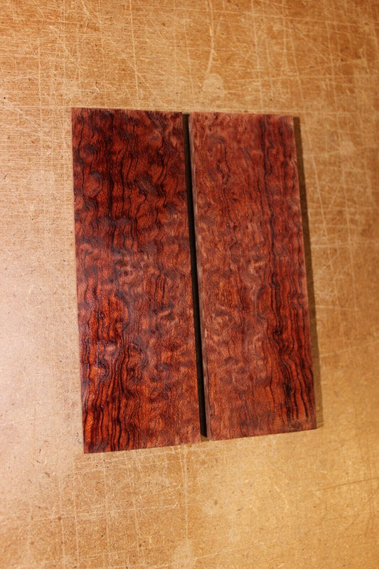 Pomelle figured Bubinga knife scale, gun grip.  5.125  X 1.75 X 3/8"
