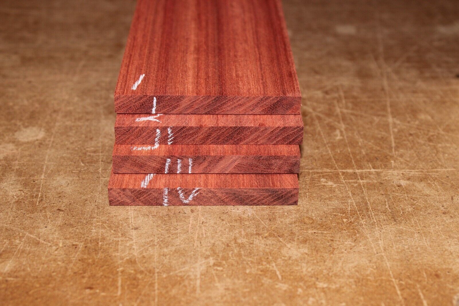 Blood wood guitar fingerboard blank. Rift cut, shows nice ribbon stripes.