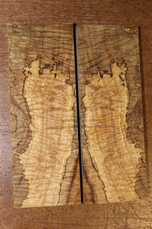 Curly ambrosia maple knife scale, gun grip. Insane tight figure 5.5 X 2 X 0.40"