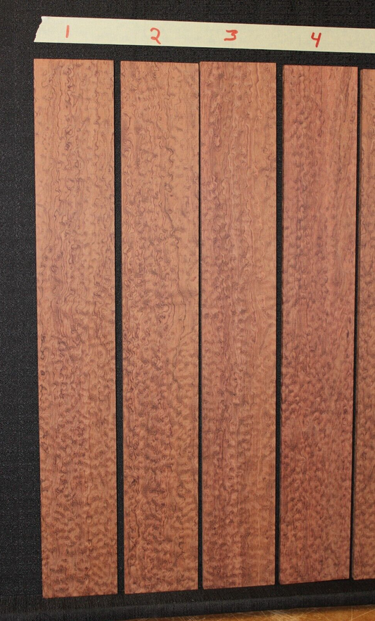 Pomelle figured bubinga guitar fingerboard blanks, sold individually.